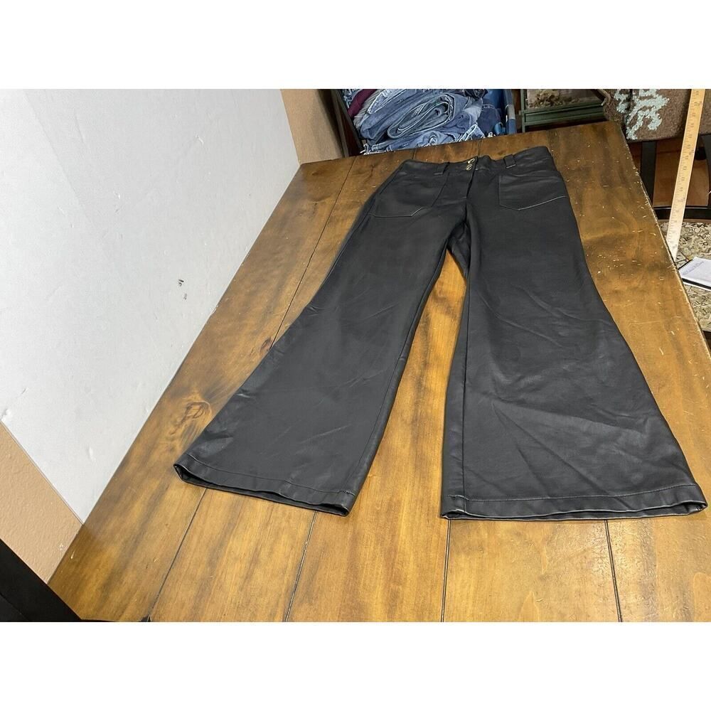 MAEVE The Colette Cropped Wide-Leg Faux Leather Pants Women's Size 6 Black